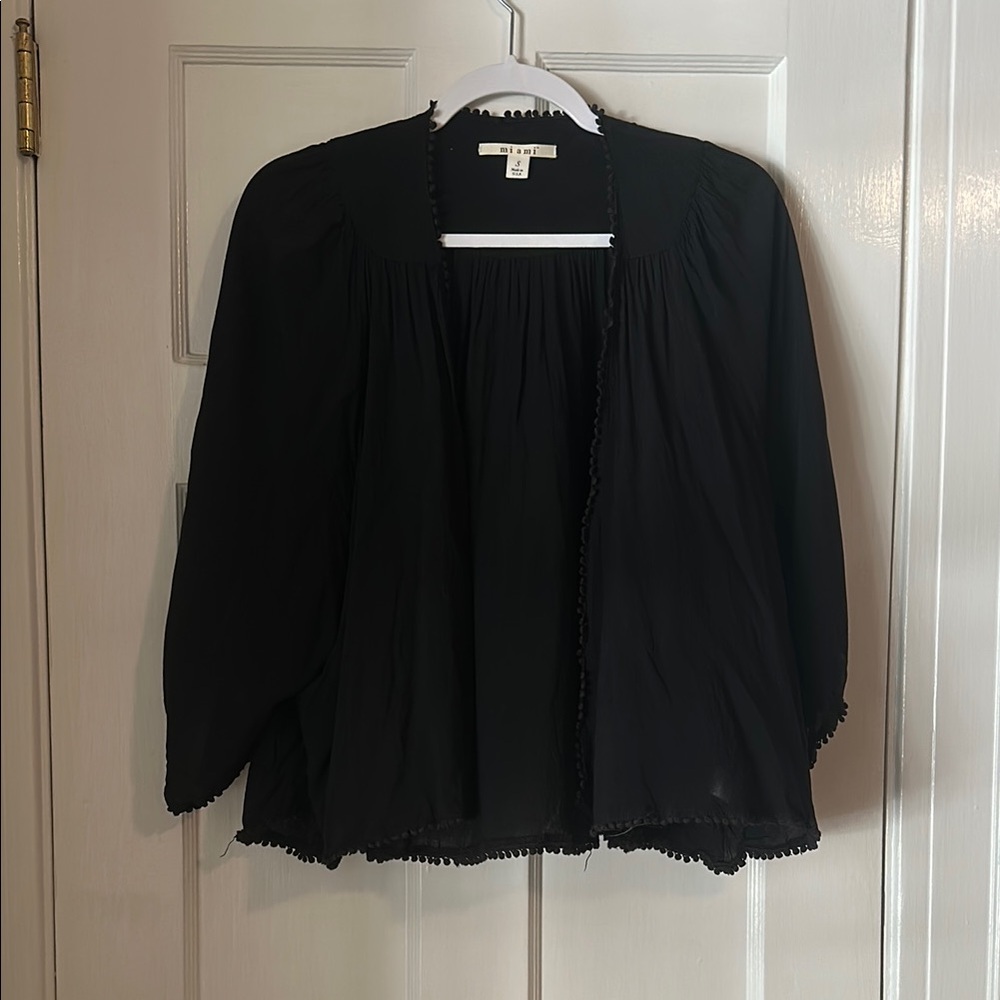 Black 3/4 Sleeve Lightweight Cardigan